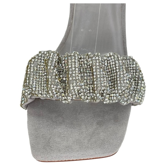 Journee Collection Arlette Grey Microfiber Rhinestone Womens Heels Size 9.5M - Picture 6 of 13